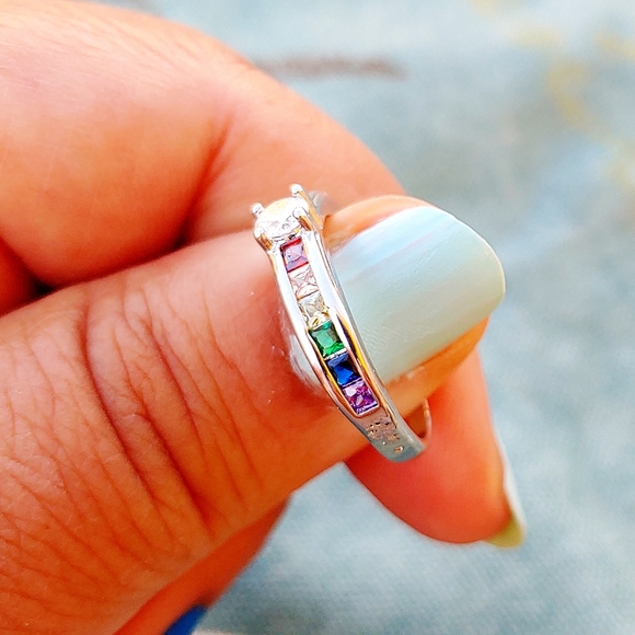 *RESTOCKED*LGBTQIA+rainbow 925 silver ring - Picture 2 of 4